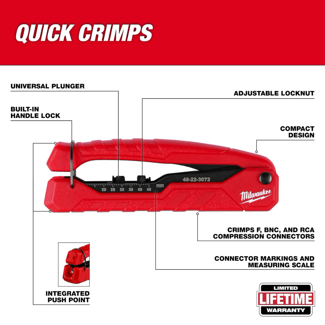 Milwaukee Coax Compression Crimper from Columbia Safety